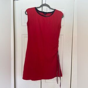 Tommy Hilfiger Red Sleeveless Shift Dress with Navy Trim